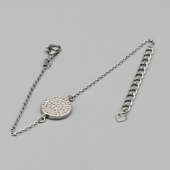 Bracelet jewelry elegant silver tone adjustable sparkly sparkle adjustable new - Picture 6 of 6